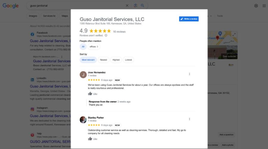 image showing Google business reviews
